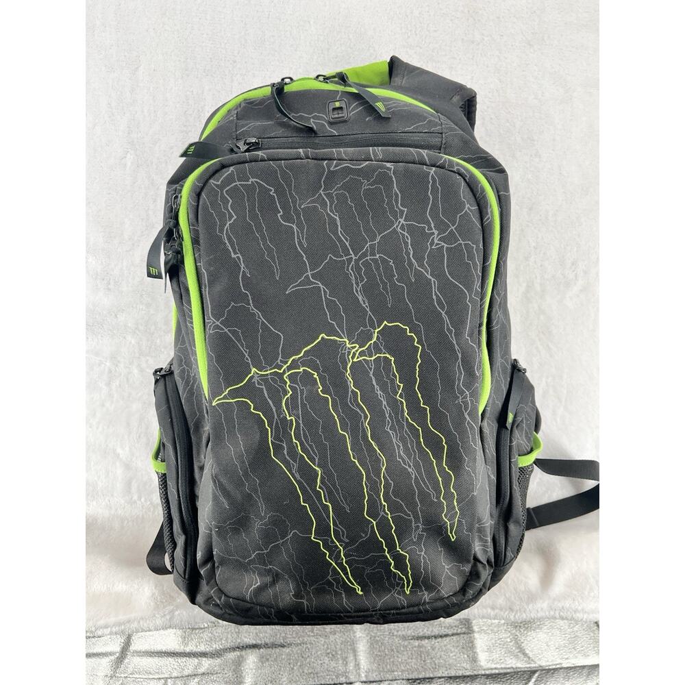 Monster Energy Limited Edition Laptop Backpack Black Green Logo Gamer Travel Bag